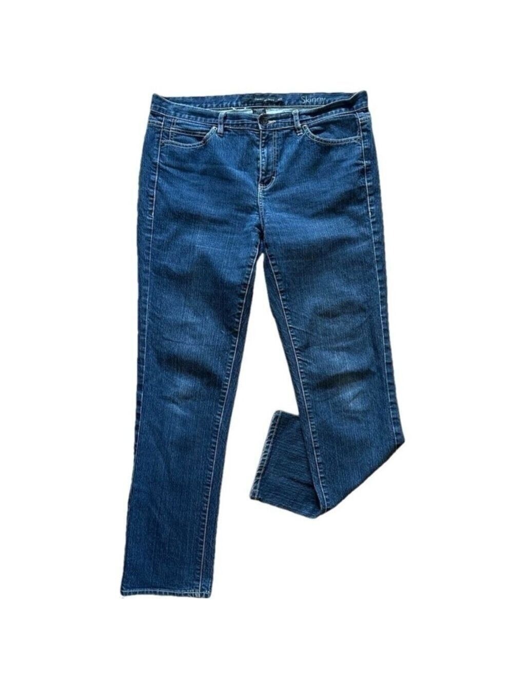 ✨ Calvin Klein Mid-Rise Skinny Jeans Size 14 Dark Wash Stretch Denim